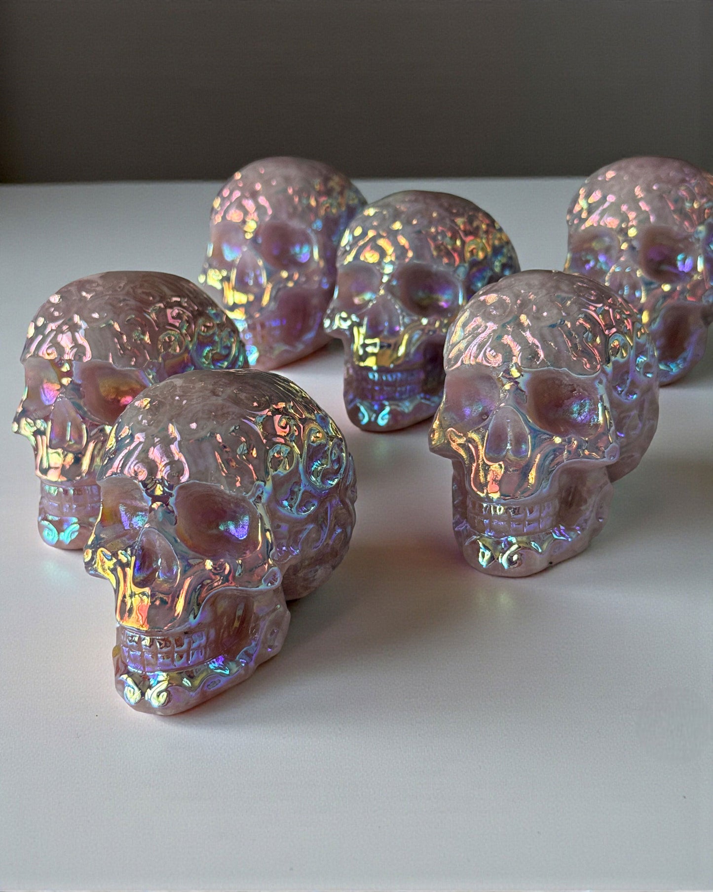 Aura Rose Quartz Skull