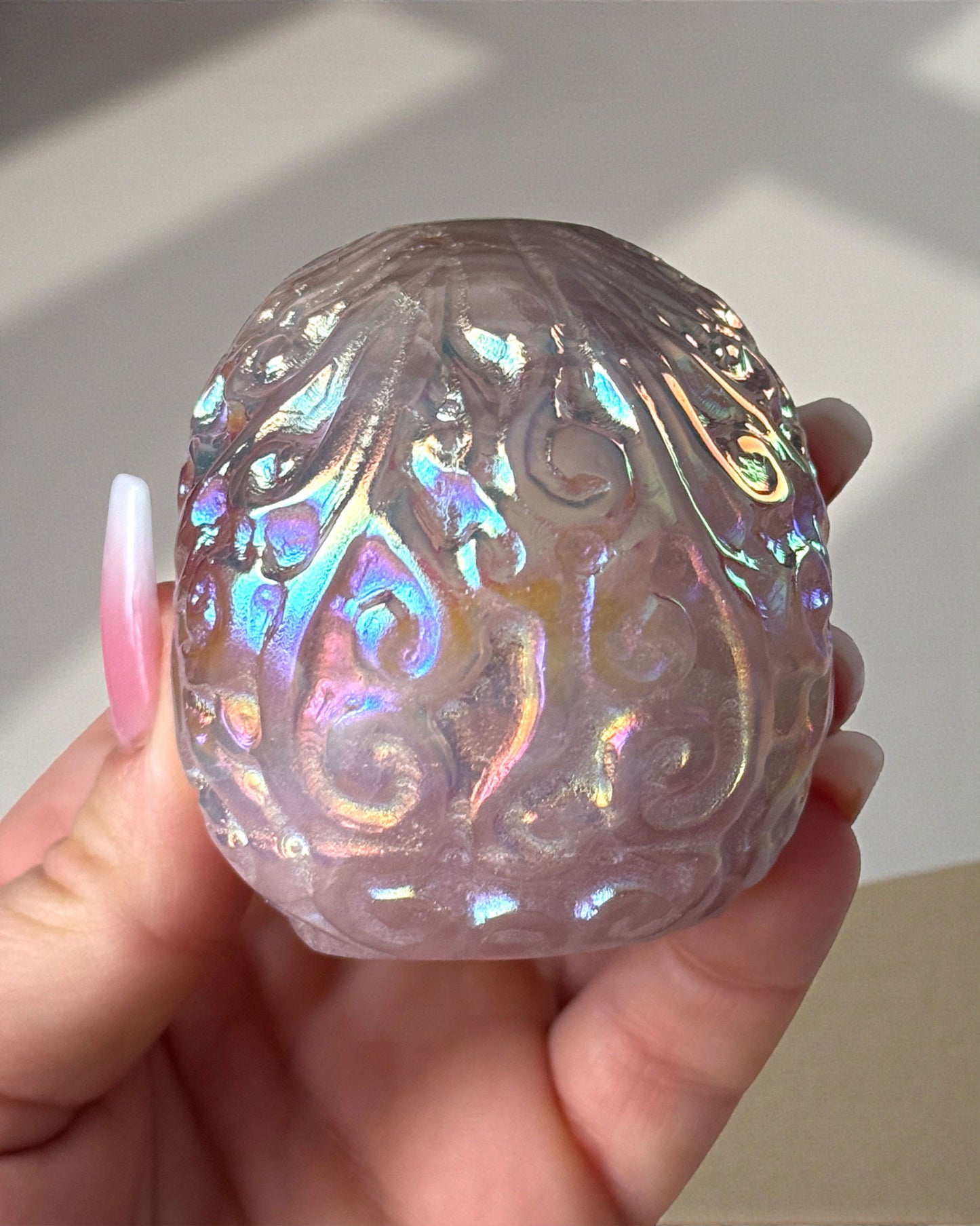 Aura Rose Quartz Skull