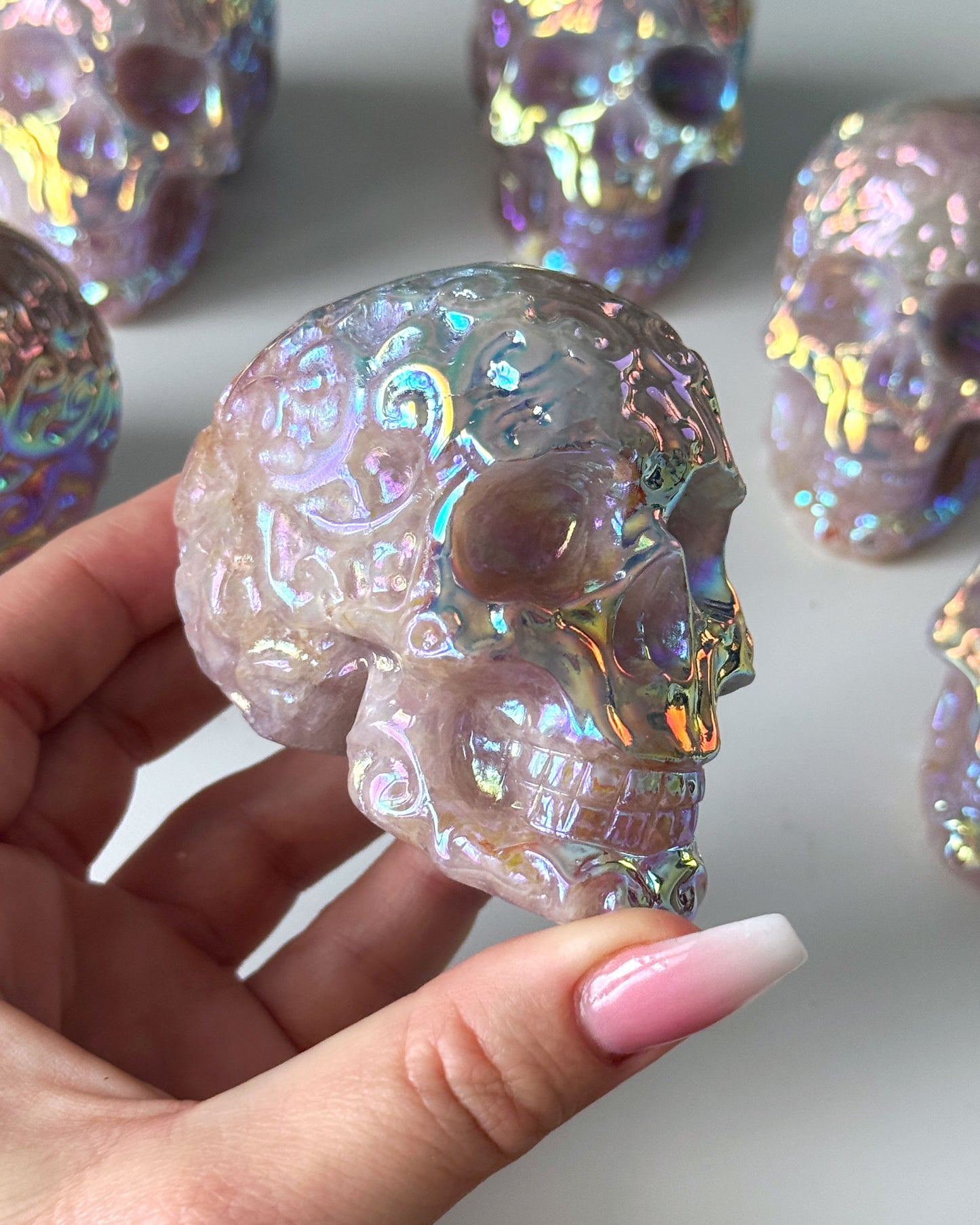 Aura Rose Quartz Skull