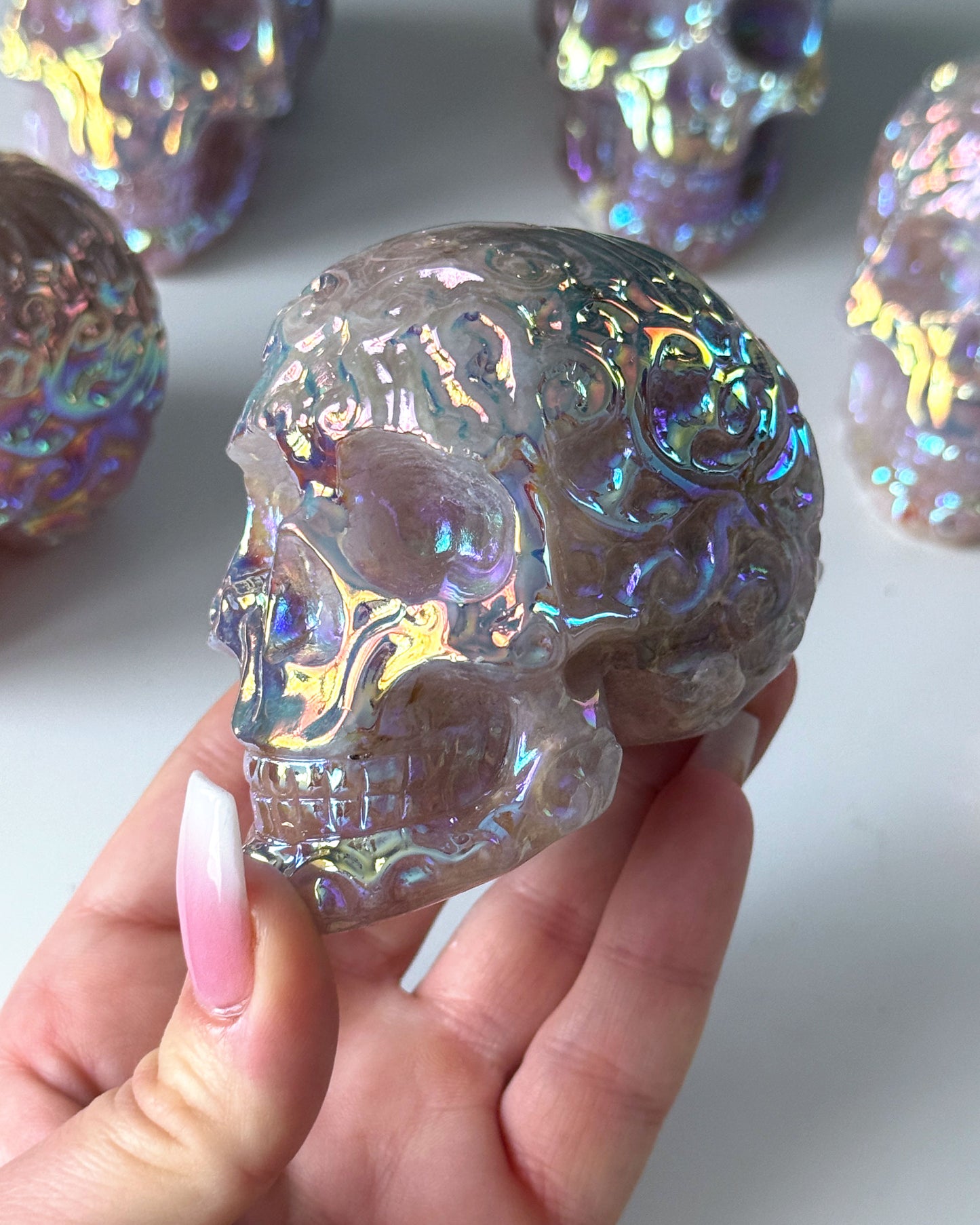 Aura Rose Quartz Skull