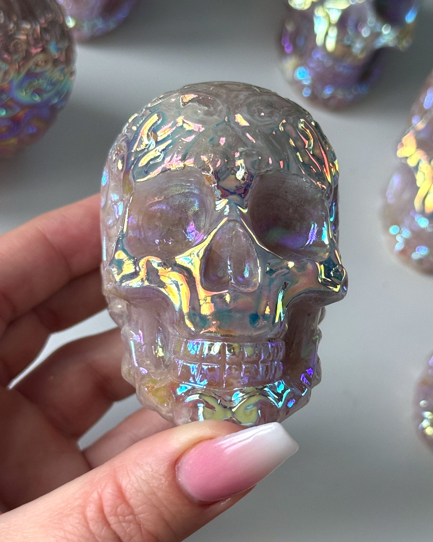 Aura Rose Quartz Skull