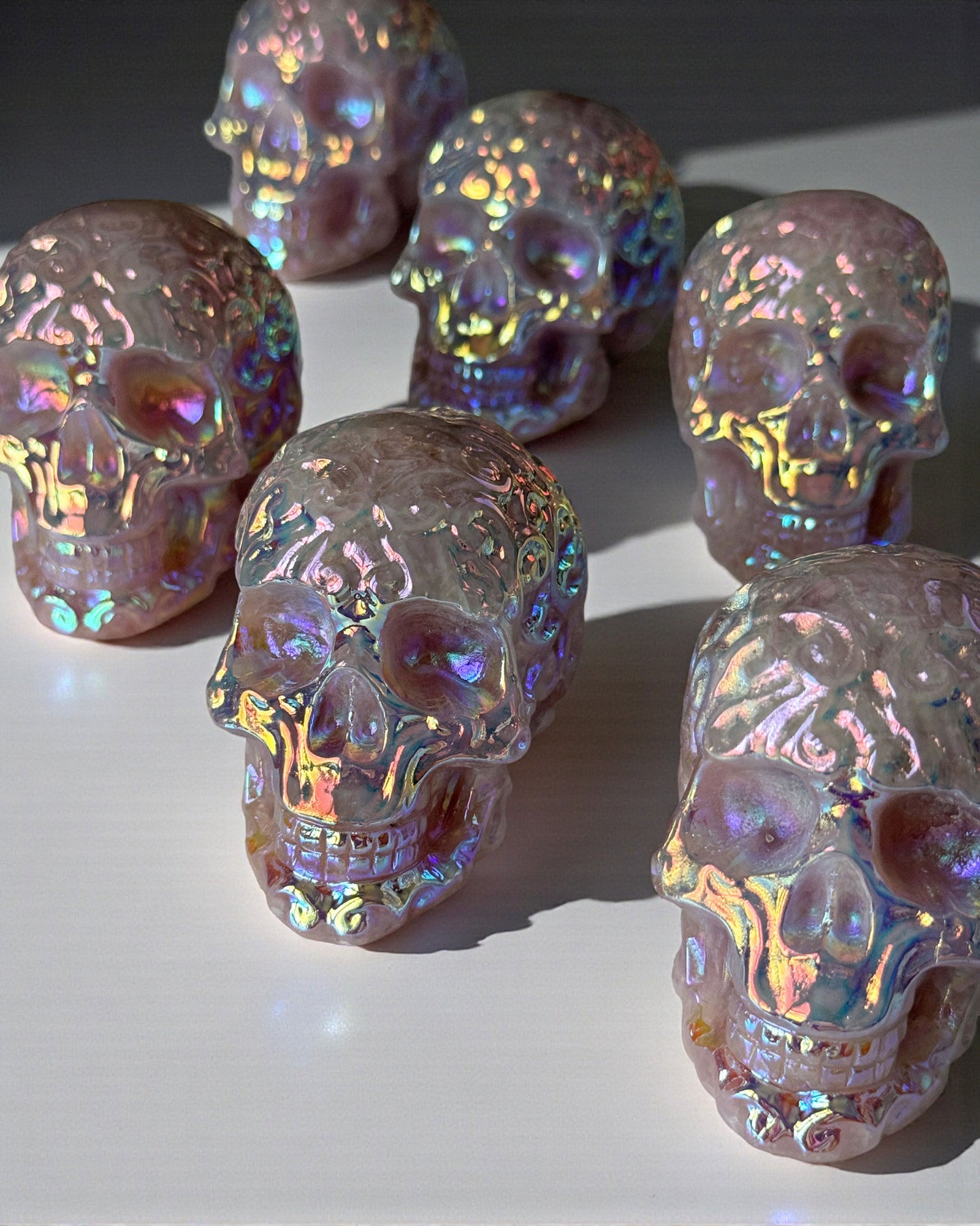 Aura Rose Quartz Skull