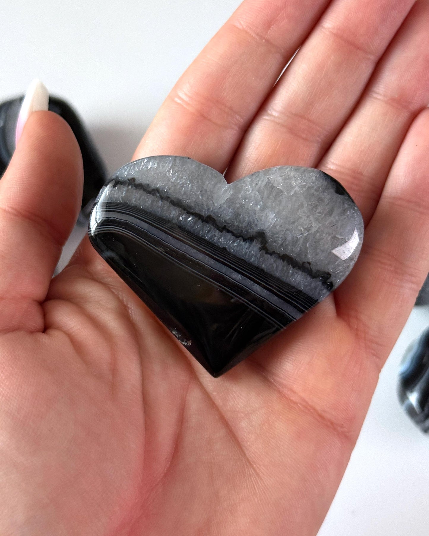 Black Agate Heart Carving
