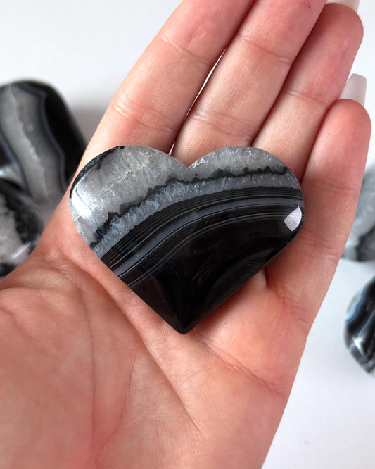 Black Agate Heart Carving