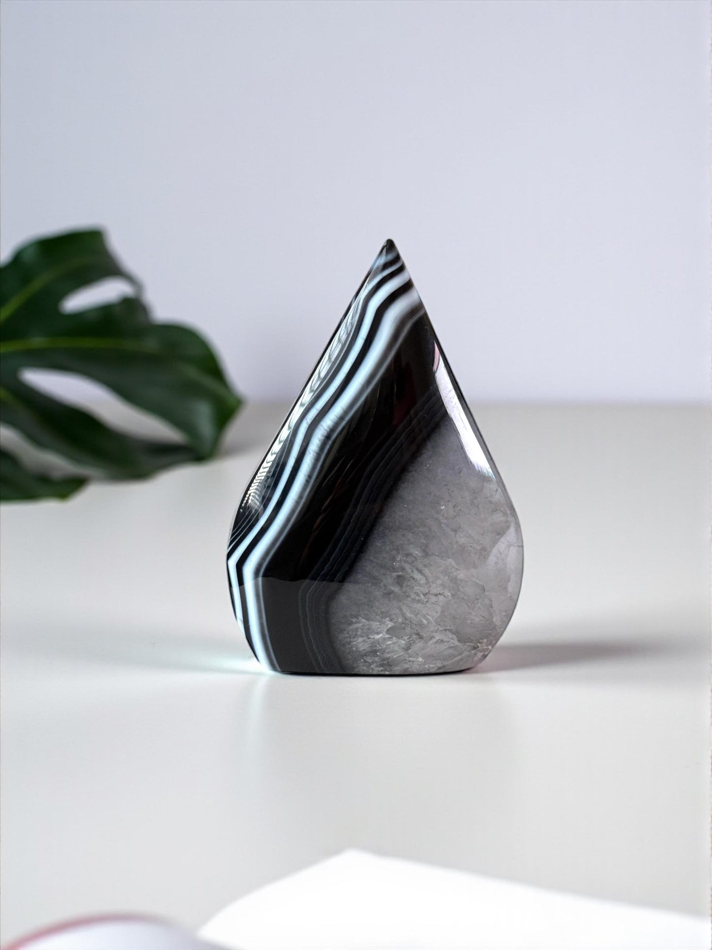 Black Agate Flame Point