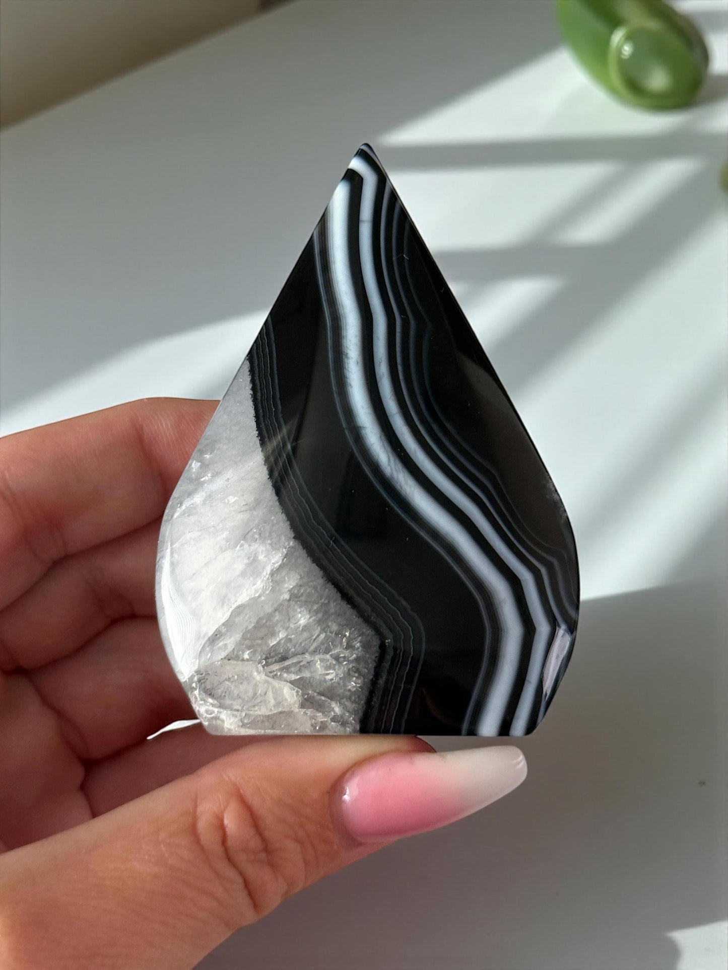 Black Agate Flame Point