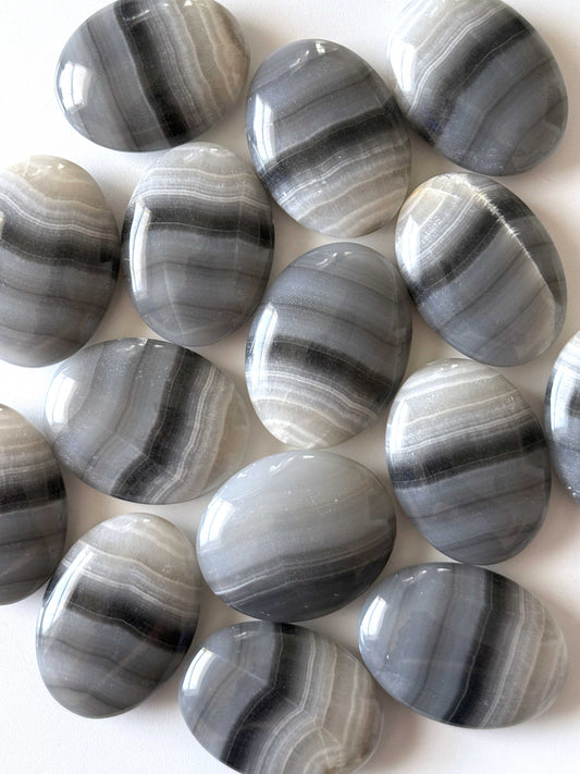 Banded Black Onyx Palm Stone