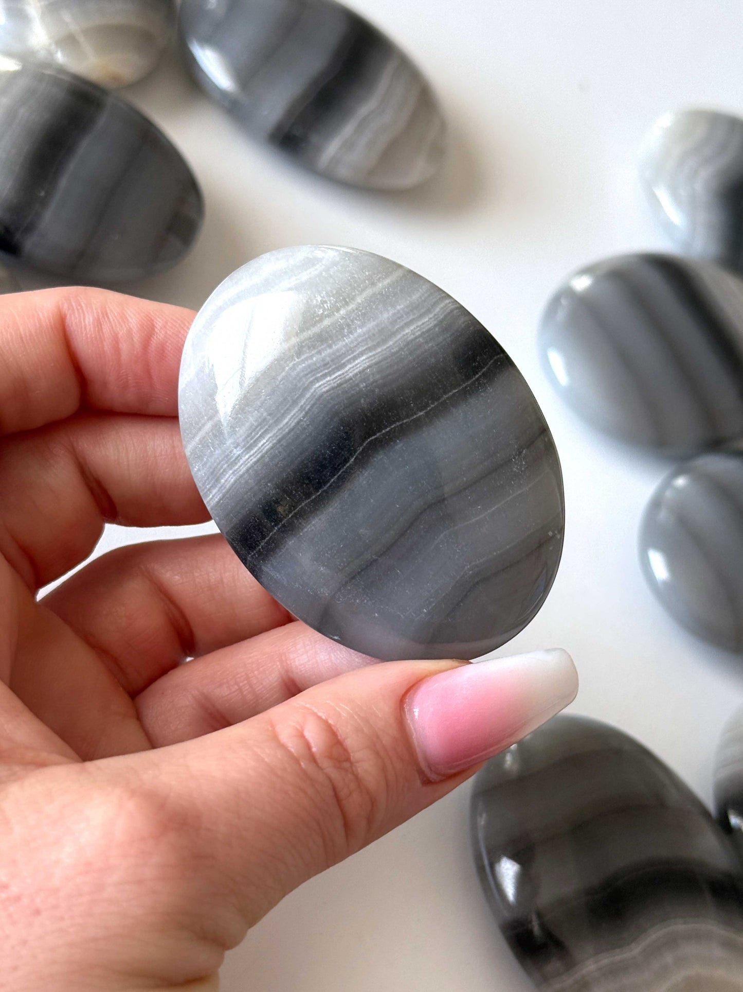 Banded Black Onyx Palm Stone