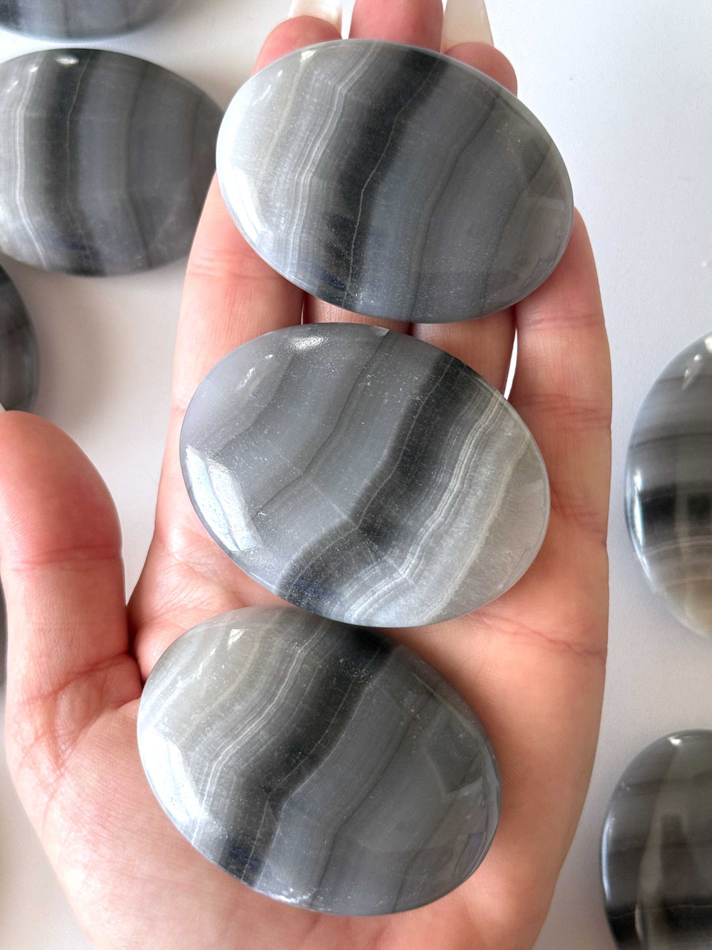 Banded Black Onyx Palm Stone