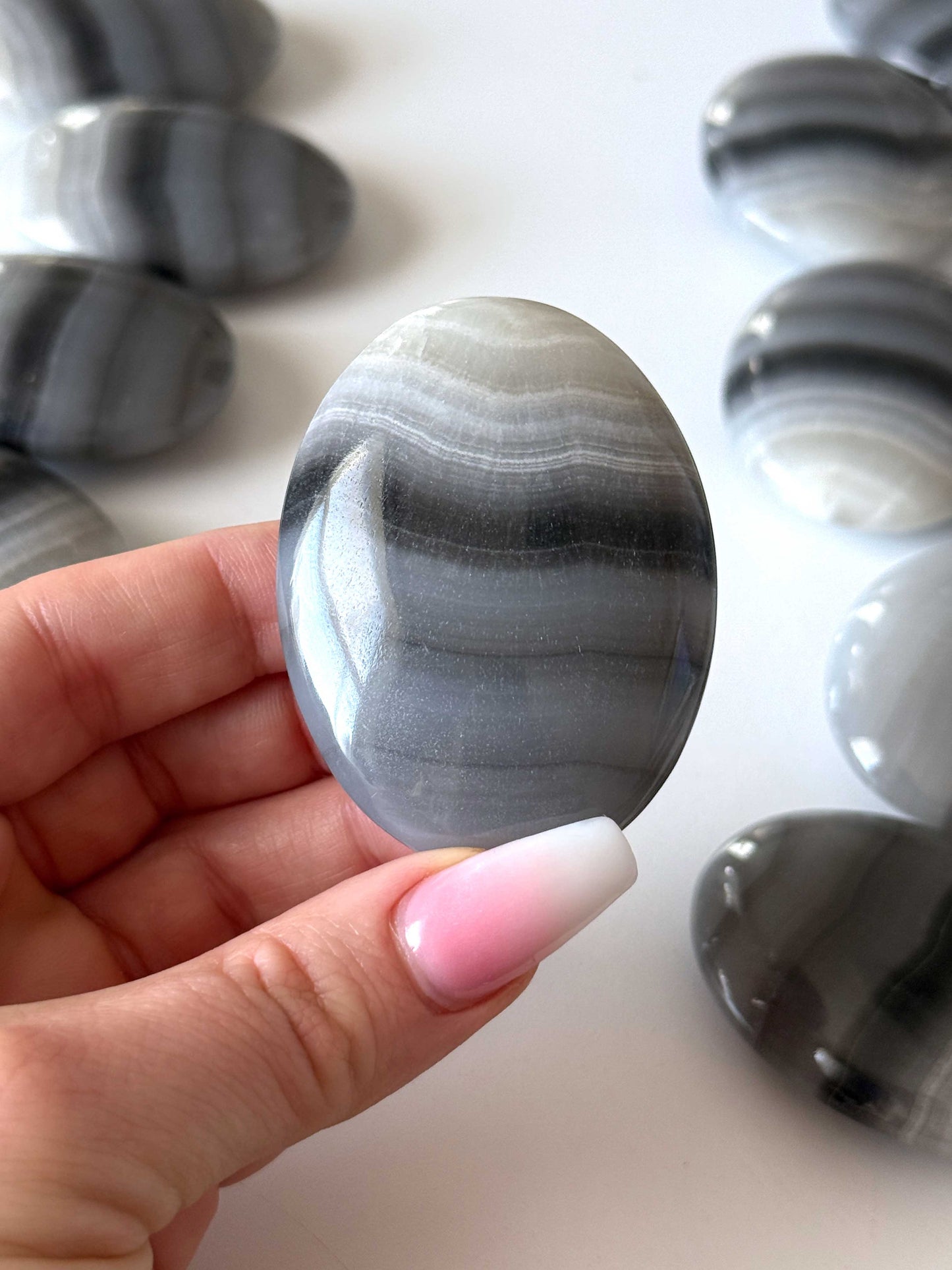 Banded Black Onyx Palm Stone