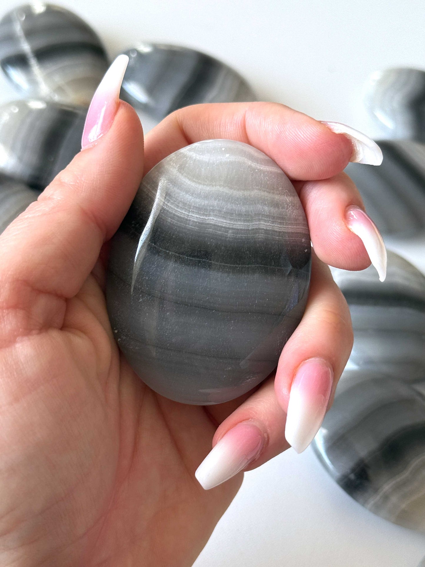 Banded Black Onyx Palm Stone