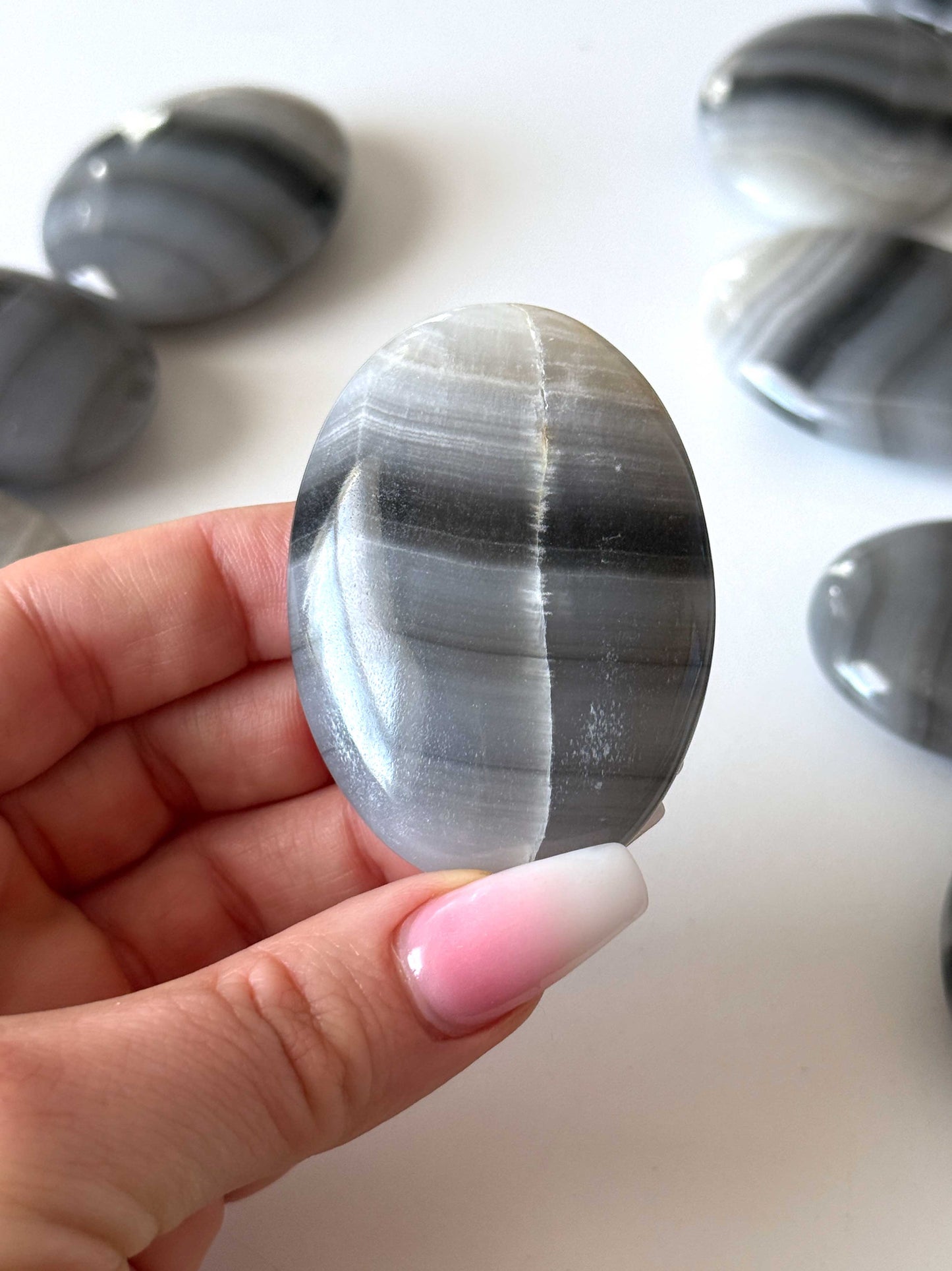 Banded Black Onyx Palm Stone