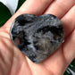 Black Flower Agate Heart
