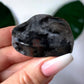 Black Flower Agate Heart