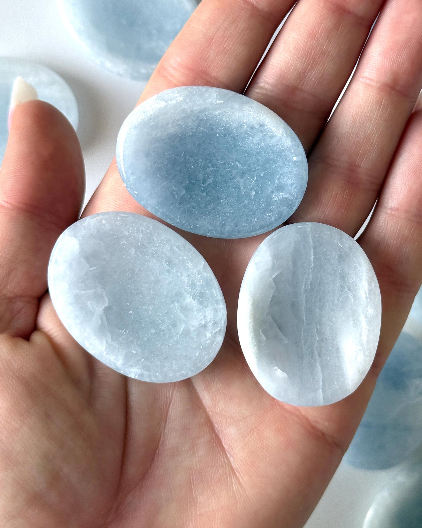 Blue Calcite Worry Stone