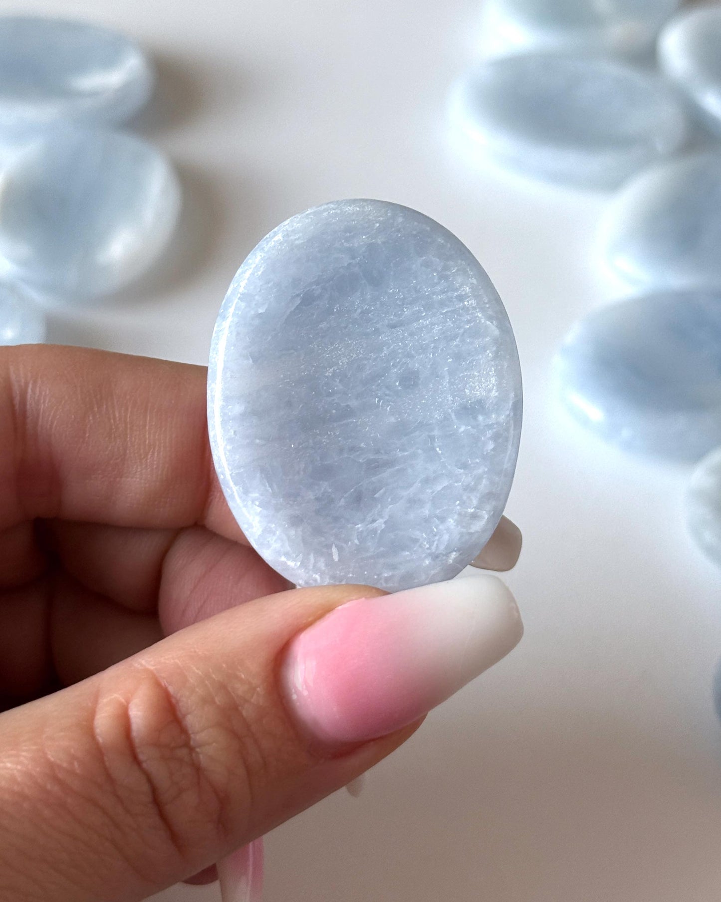 Blue Calcite Worry Stone