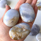 Blue Gold Chalcedony Palm Stone