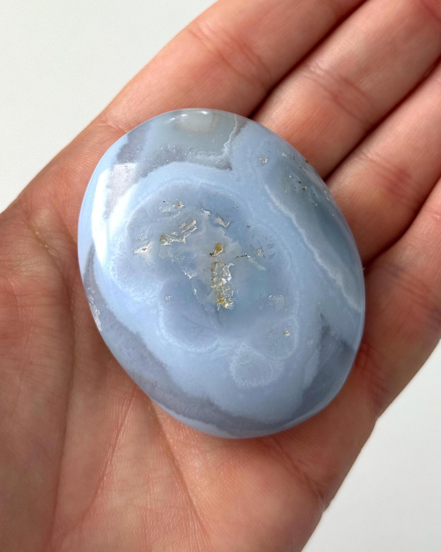 Blue Lace Agate Palm Stone