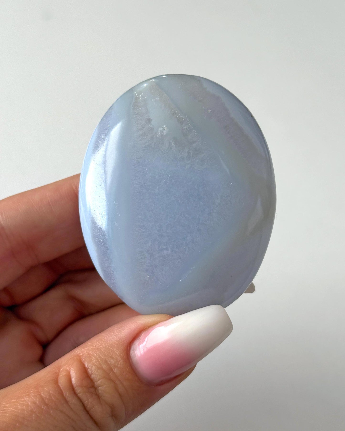 Blue Lace Agate Palm Stone