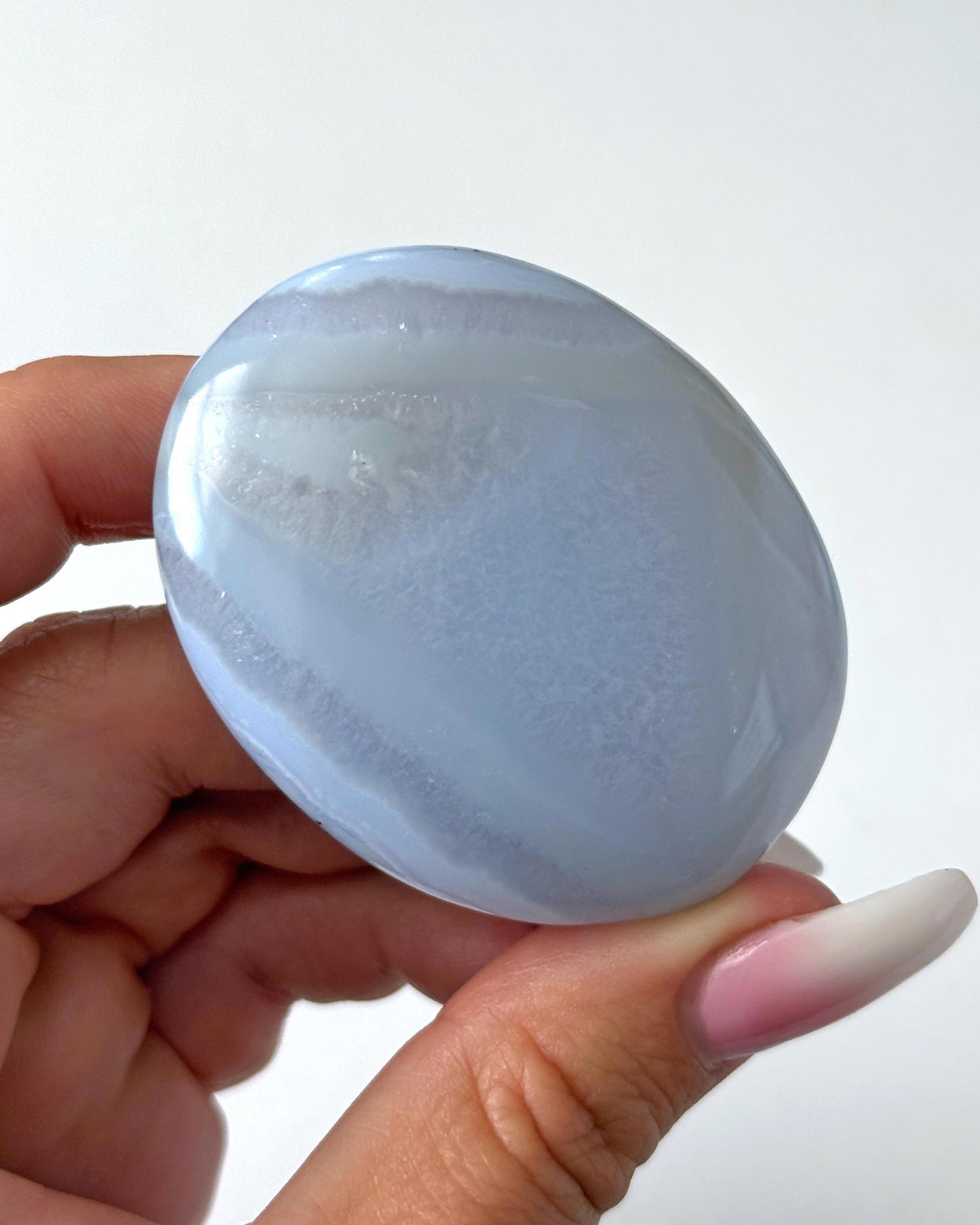 Blue Lace Agate Palm Stone
