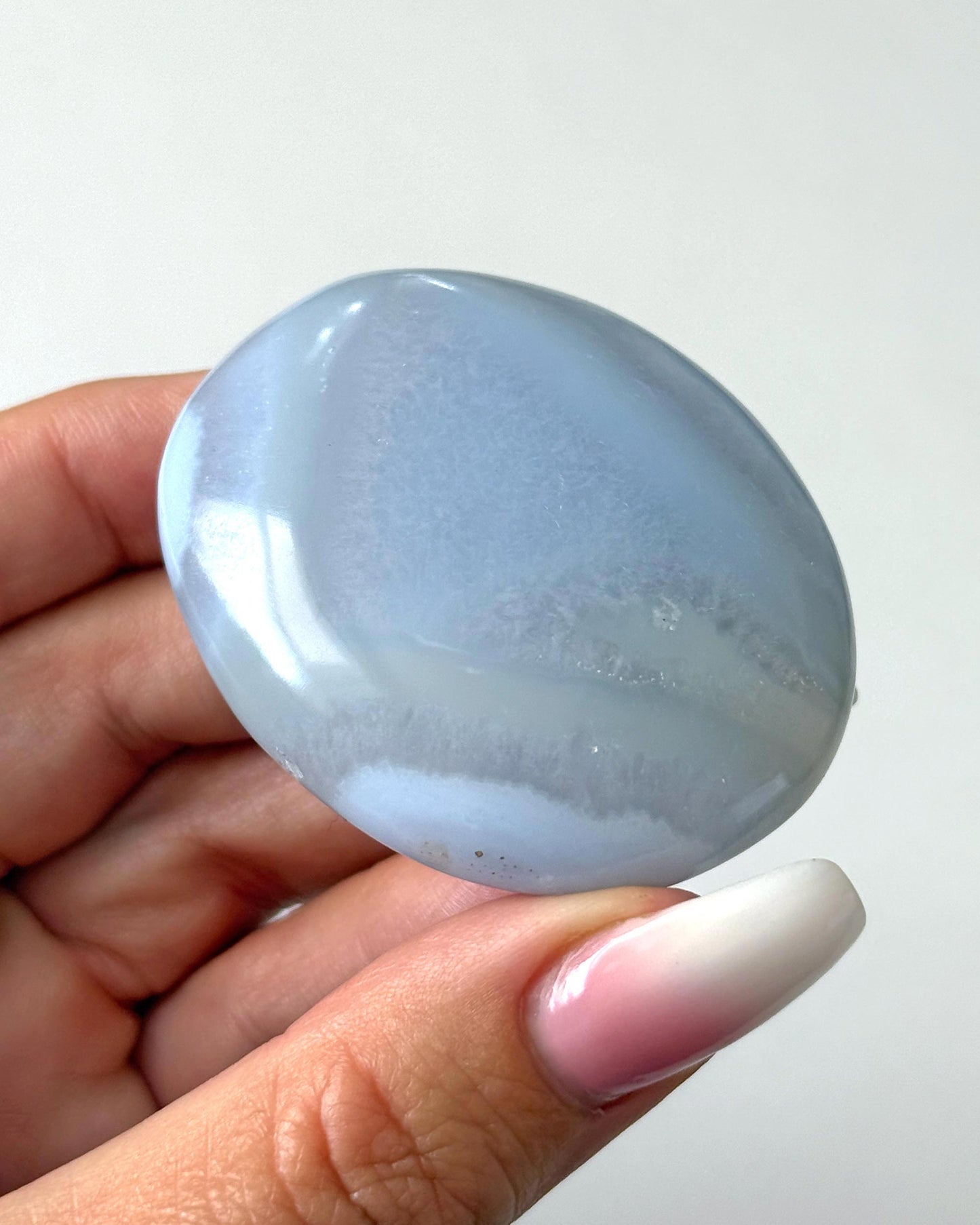 Blue Lace Agate Palm Stone