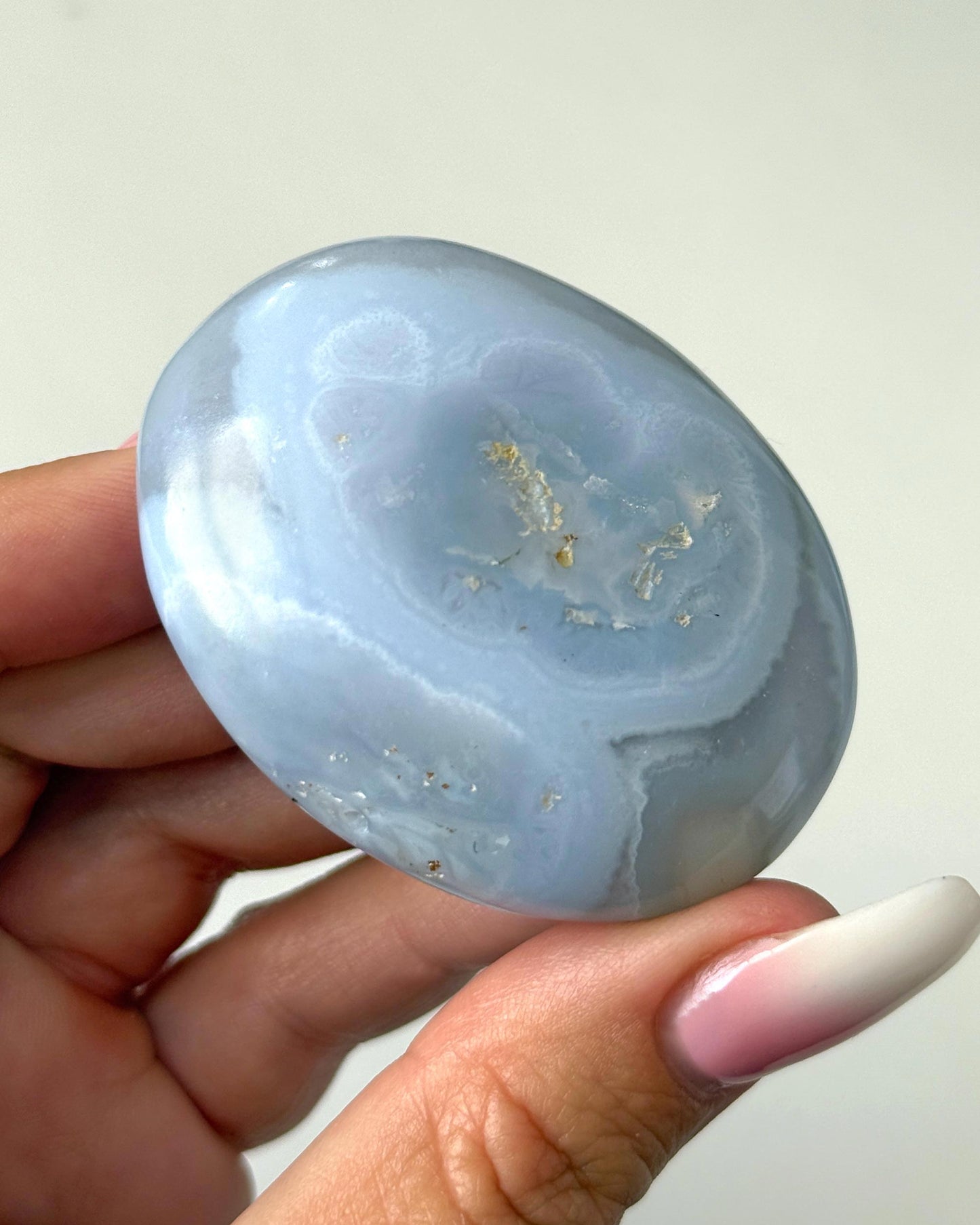 Blue Lace Agate Palm Stone