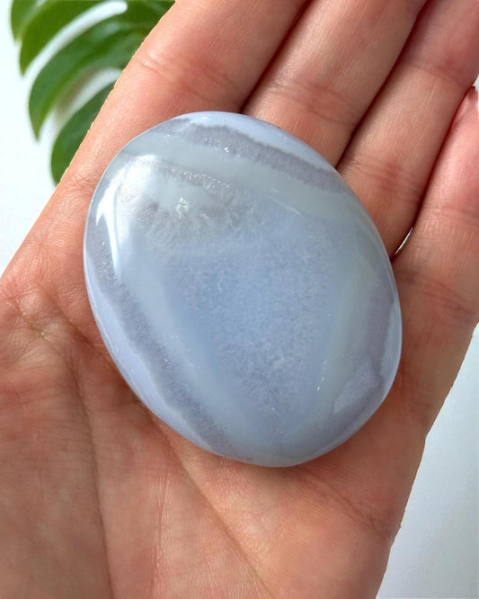 Blue Lace Agate Palm Stone