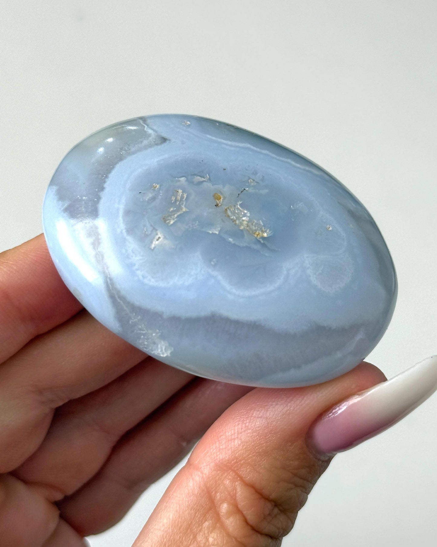 Blue Lace Agate Palm Stone