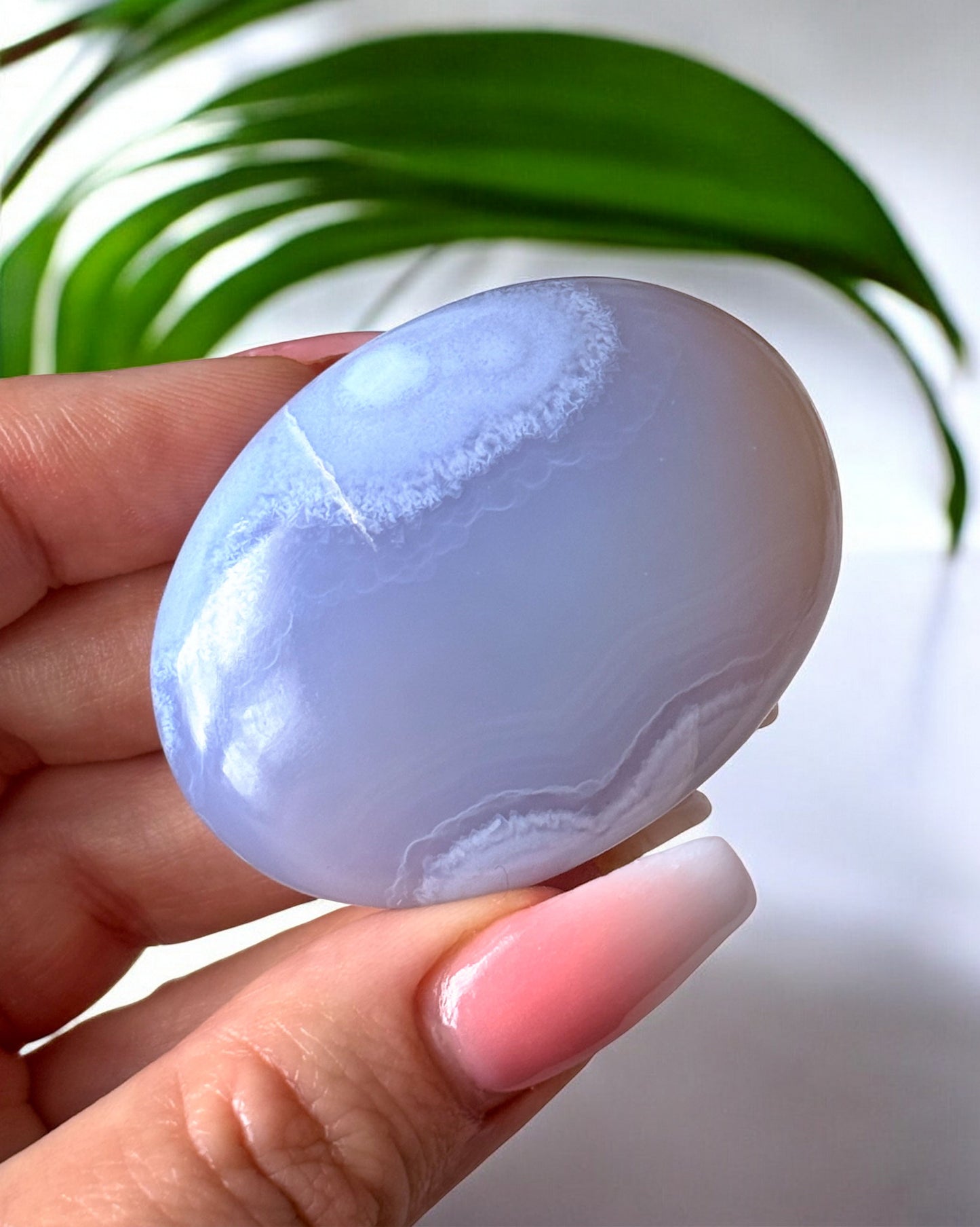 Blue Lace Agate Palm Stone