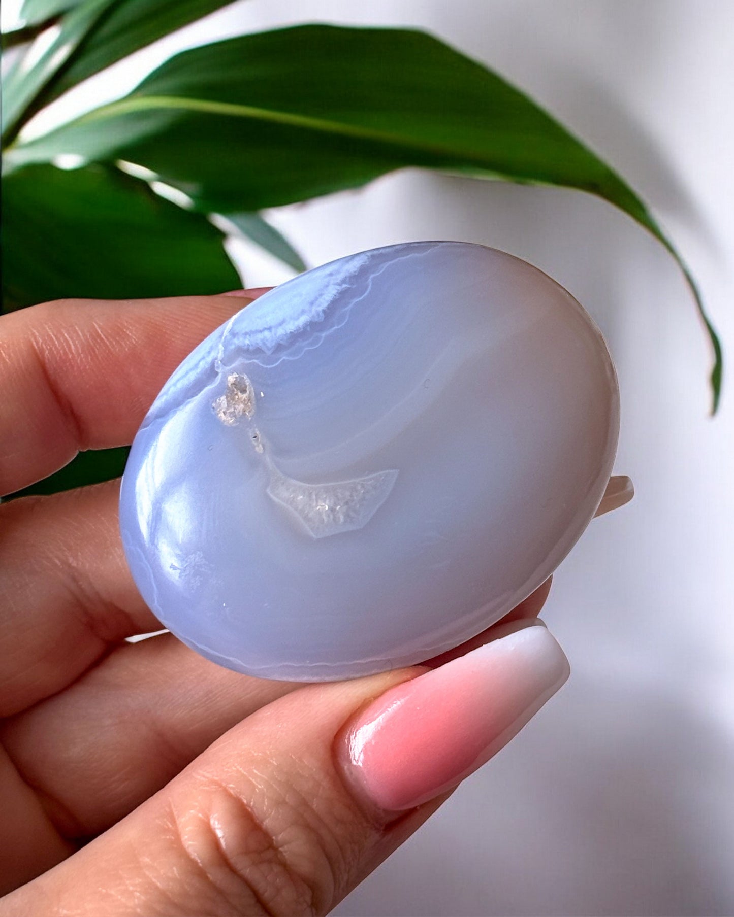 Blue Lace Agate Palm Stone