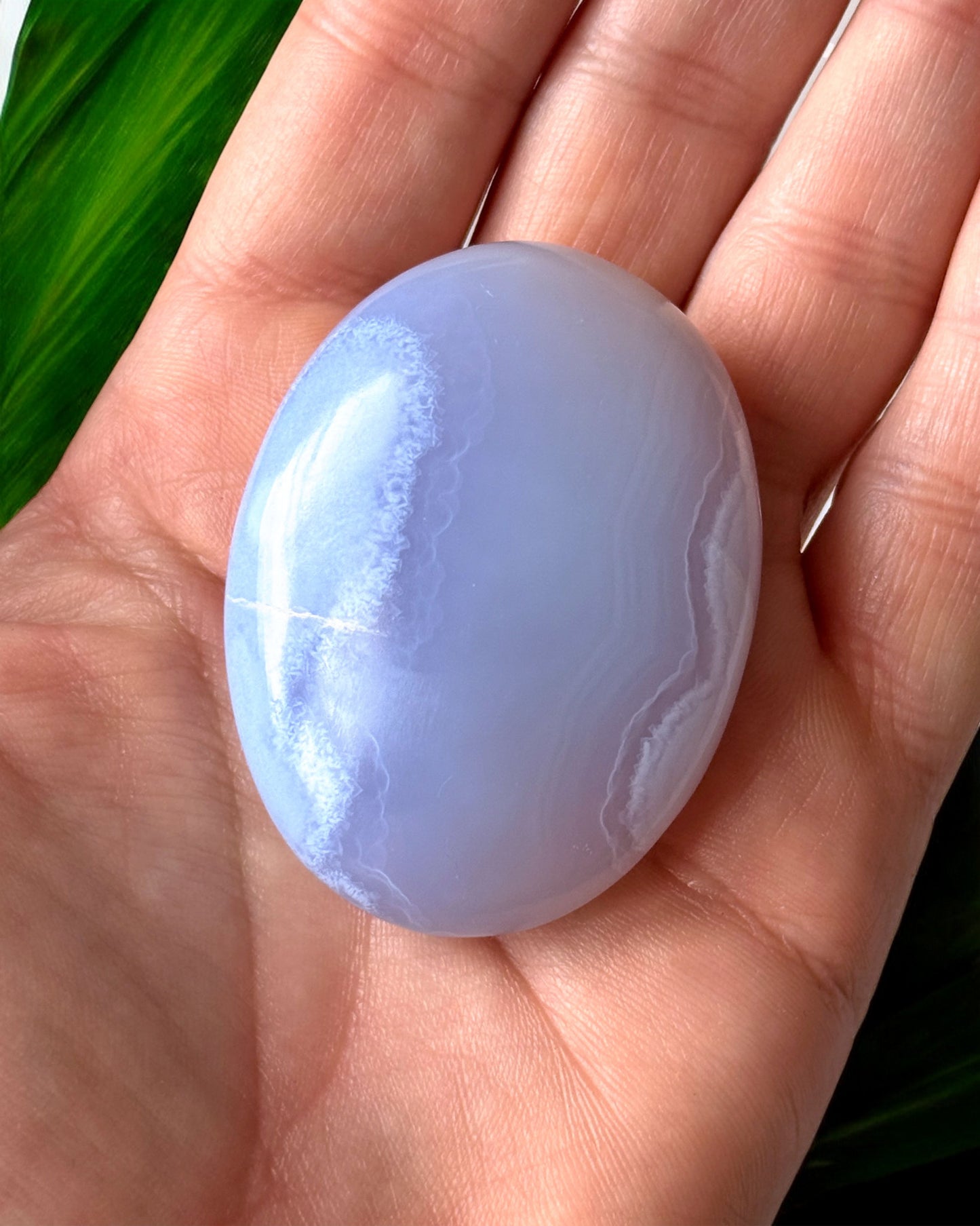 Blue Lace Agate Palm Stone