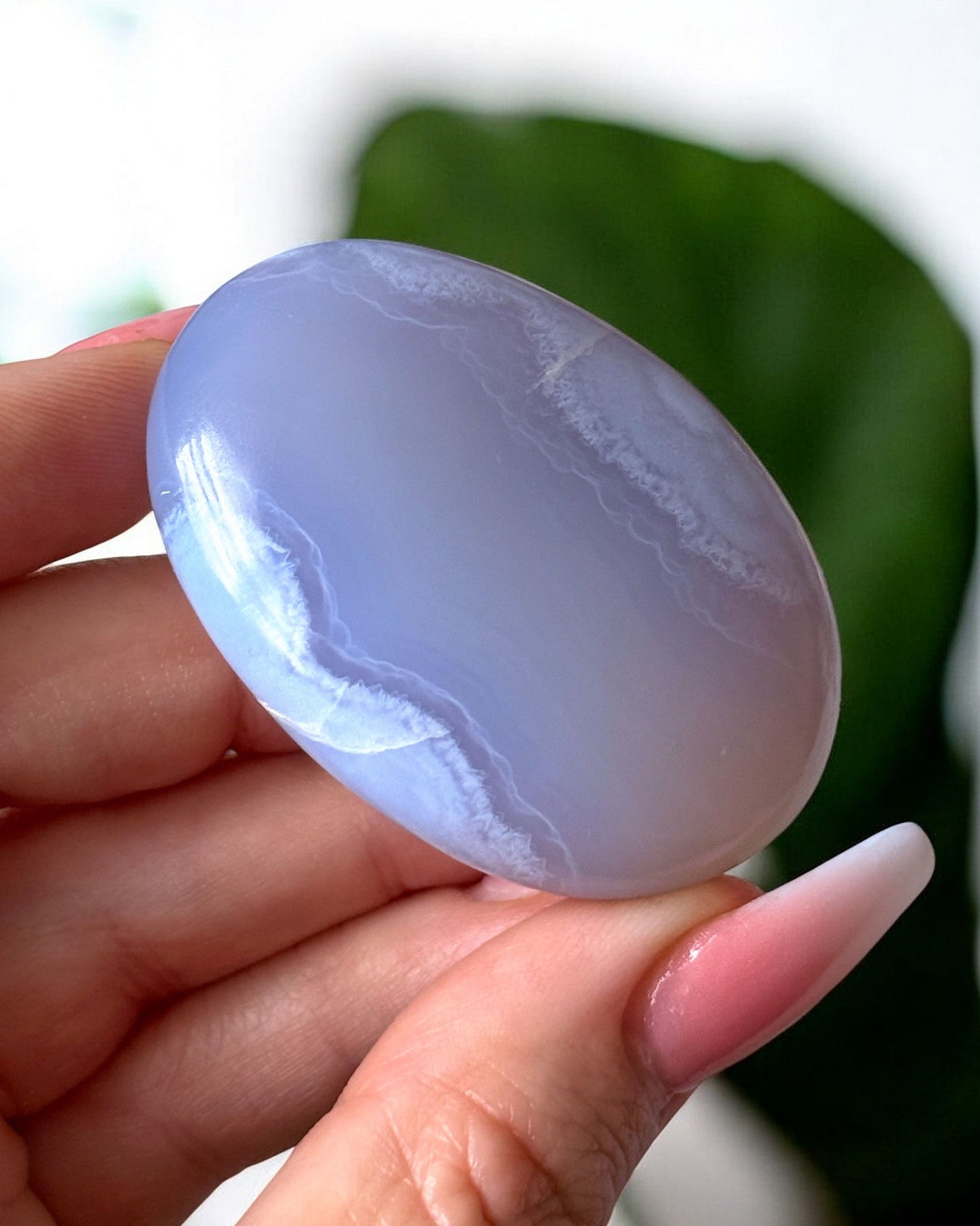 Blue Lace Agate Palm Stone
