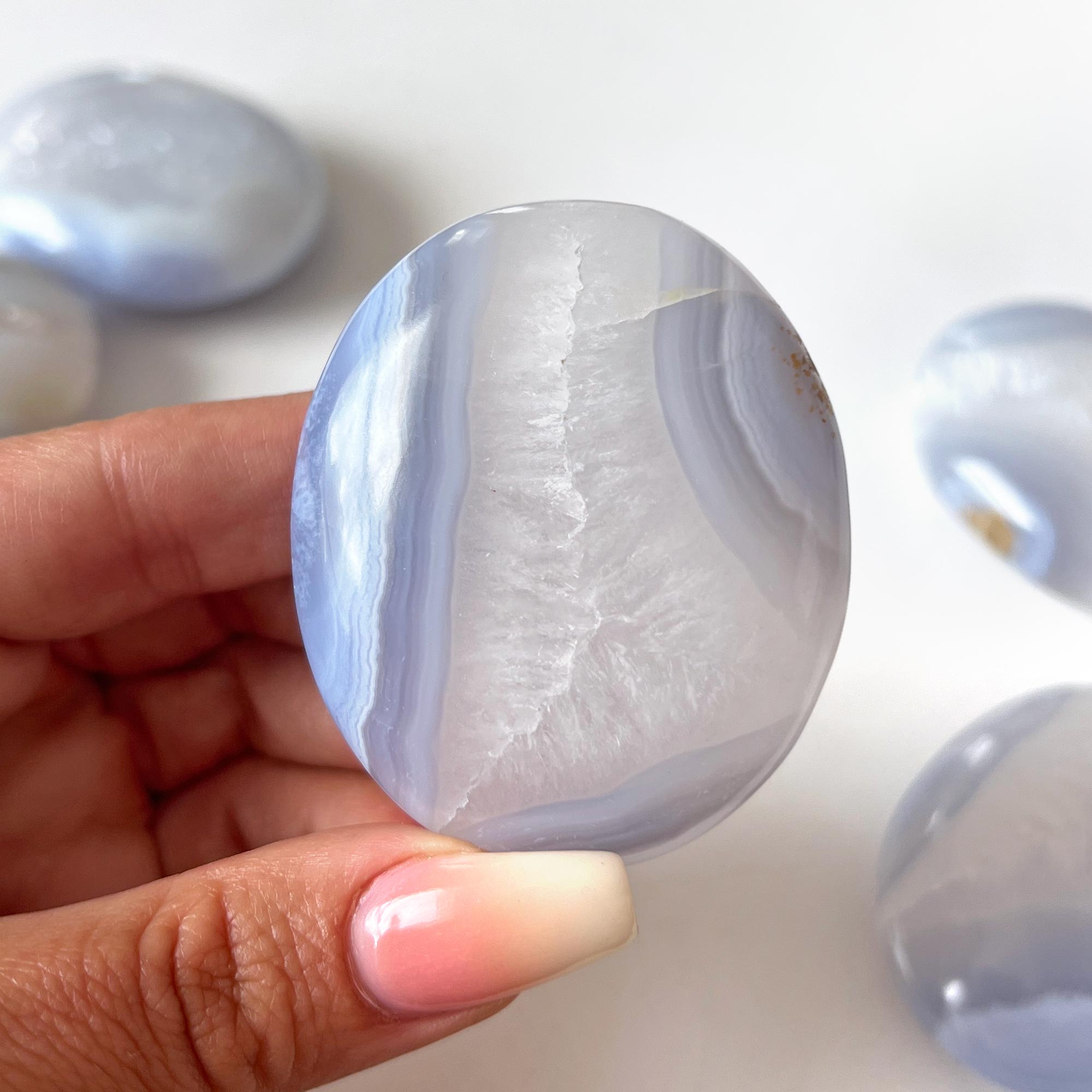 Blue lace agate clearance palm stone