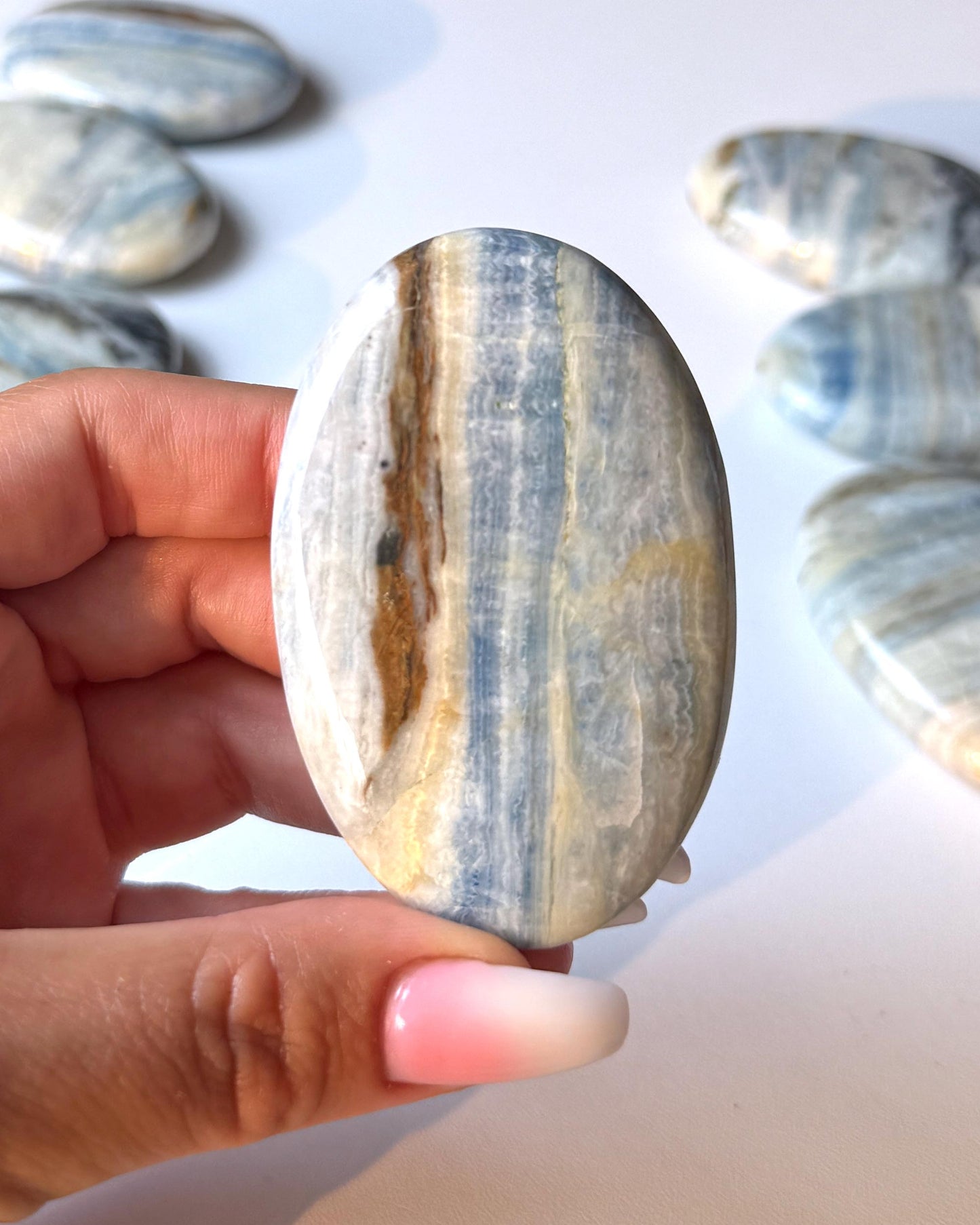 Blue Scheelite Palm Stone