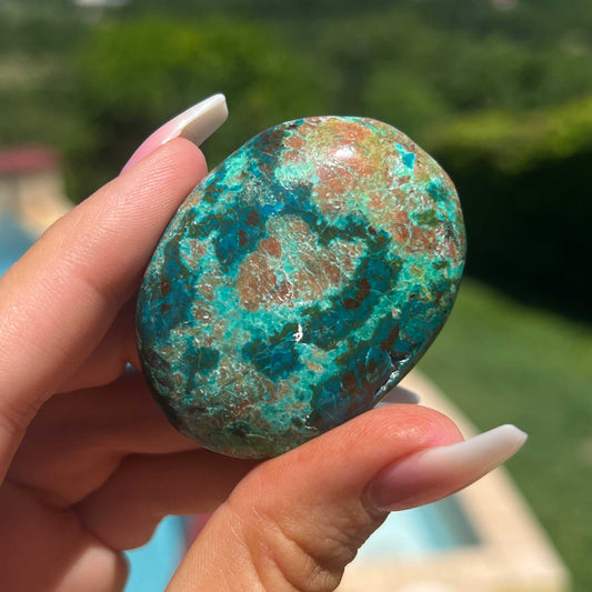 Earthy Chrysocolla Palm Stone