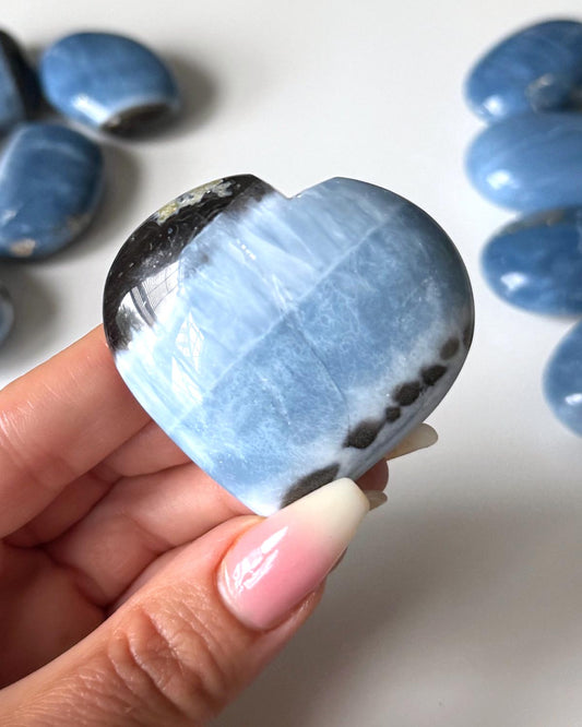 Blue Opal Moss Agate Heart Carving