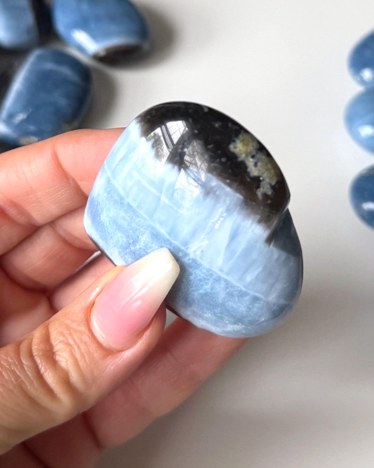 Blue Opal Moss Agate Heart Carving