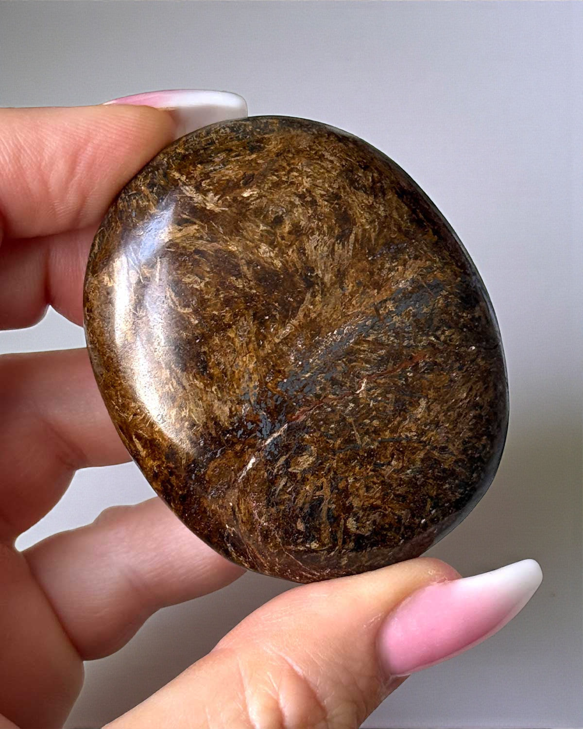 Bronzite with Hematite Palm Stone