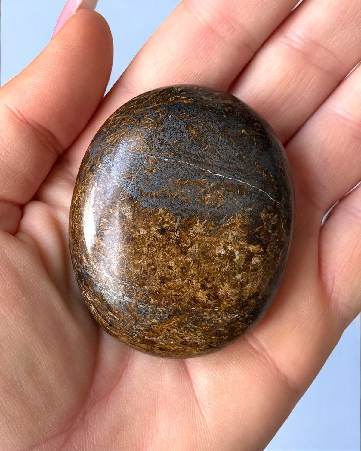 Bronzite with Hematite Palm Stone