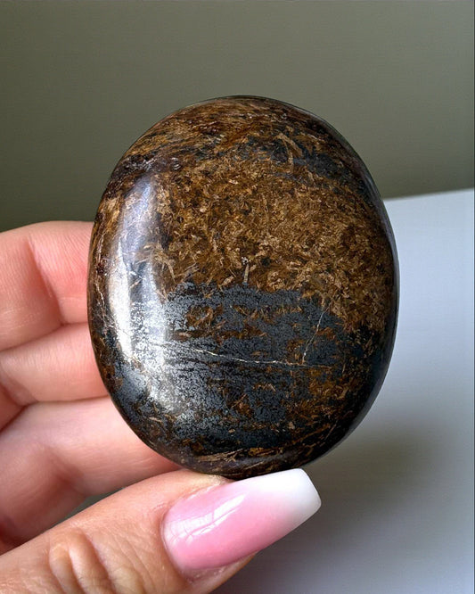 Bronzite with Hematite Palm Stone