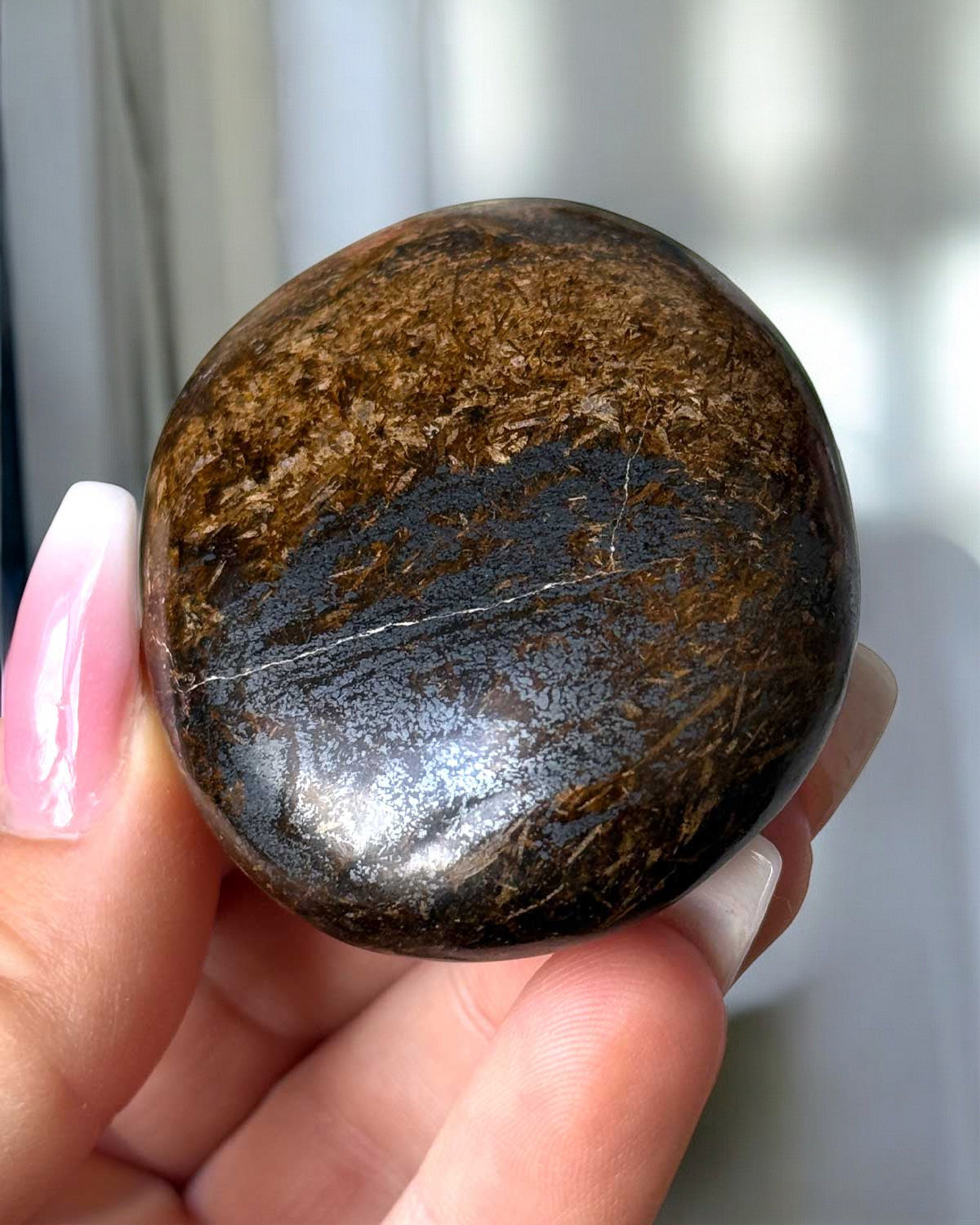 Bronzite with Hematite Palm Stone