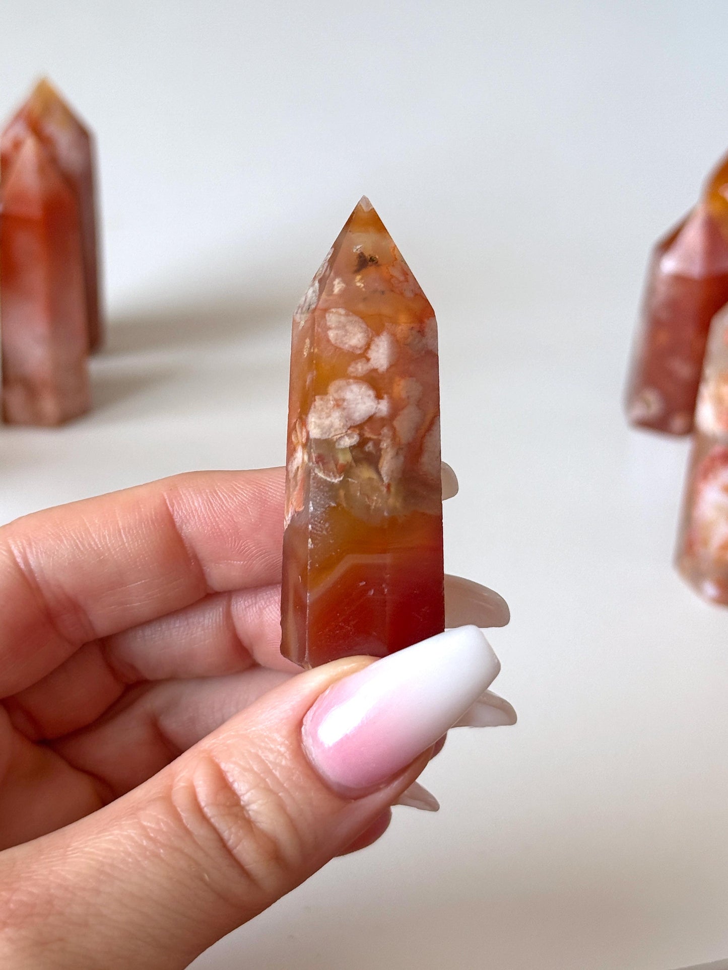 Carnelian Flower Agate Tower