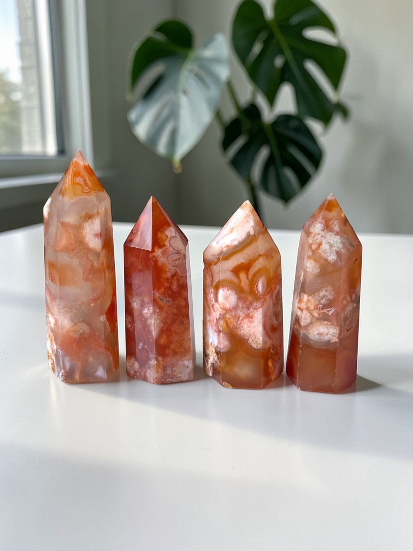 Carnelian Flower Agate Tower