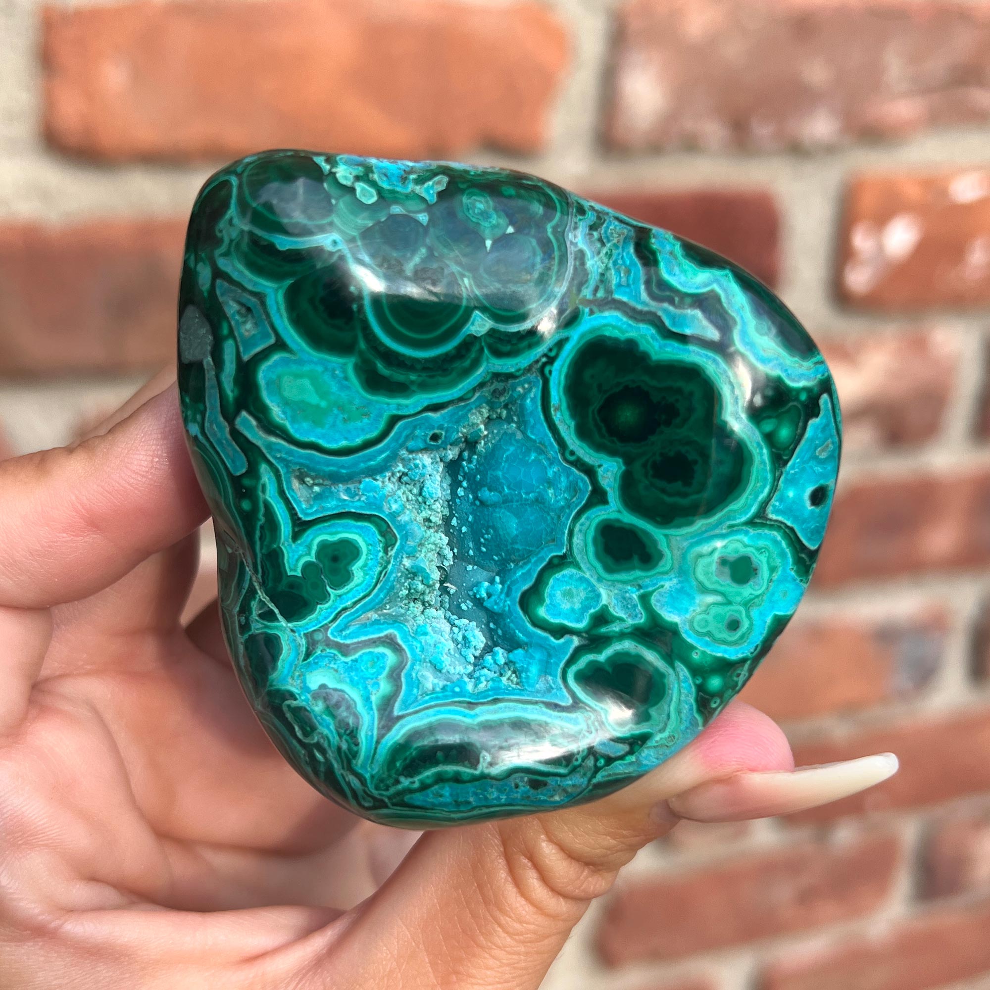 Malachite Freeform, Ethically Sourced Black Owned Polished Healing Stone Crystal Gemstone with Chrysocolla Inclusions Transformation high quality Stone