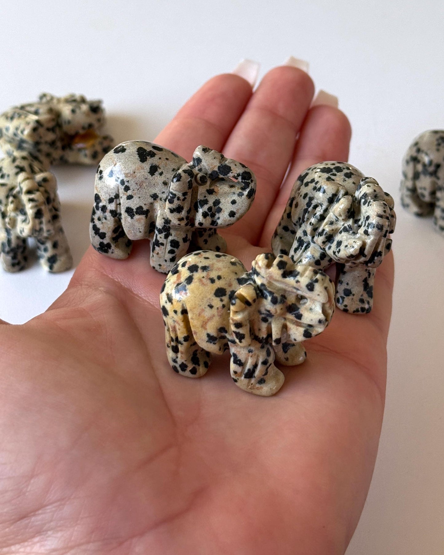 Dalmatian Jasper Elephant Carving