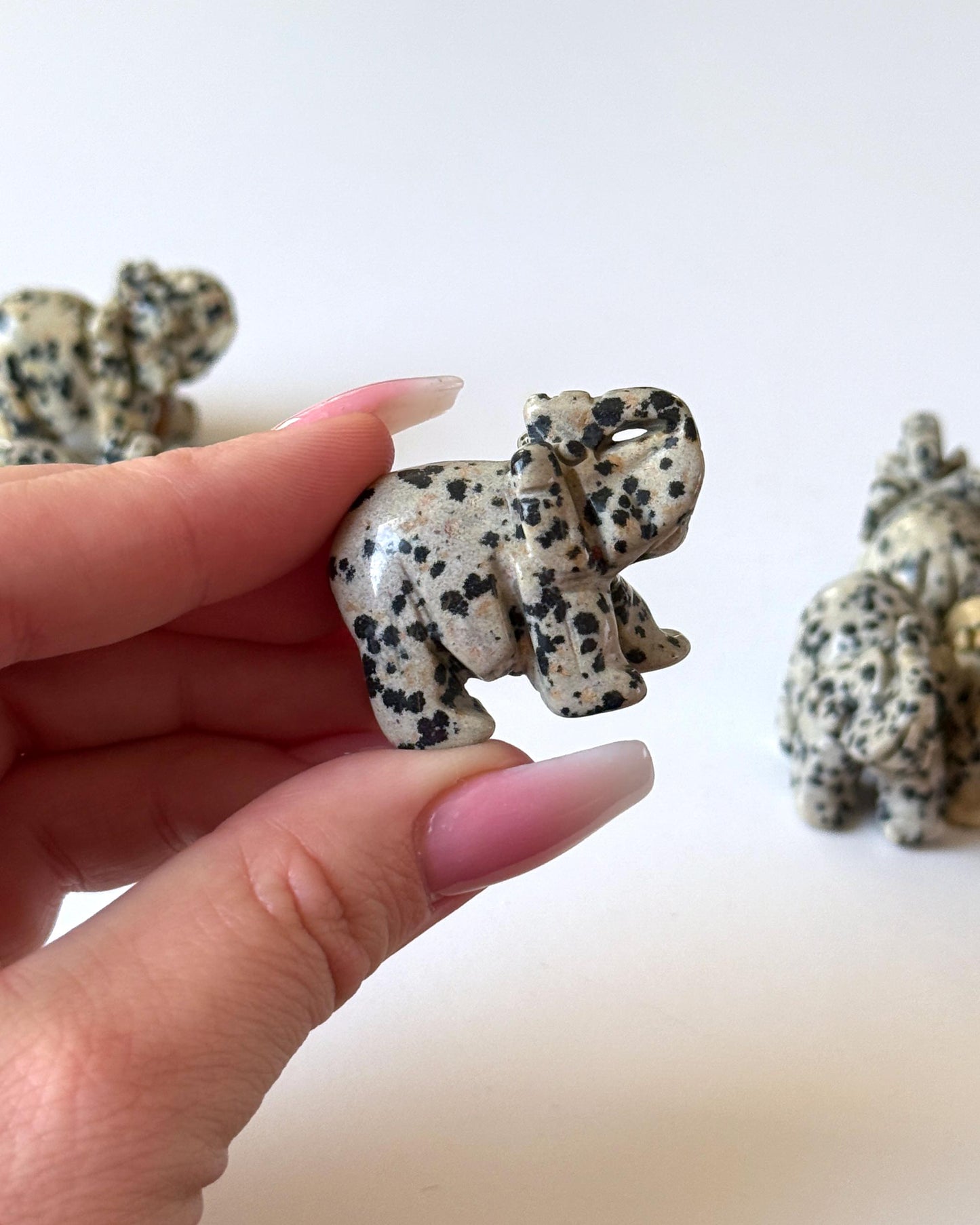 Dalmatian Jasper Elephant Carving