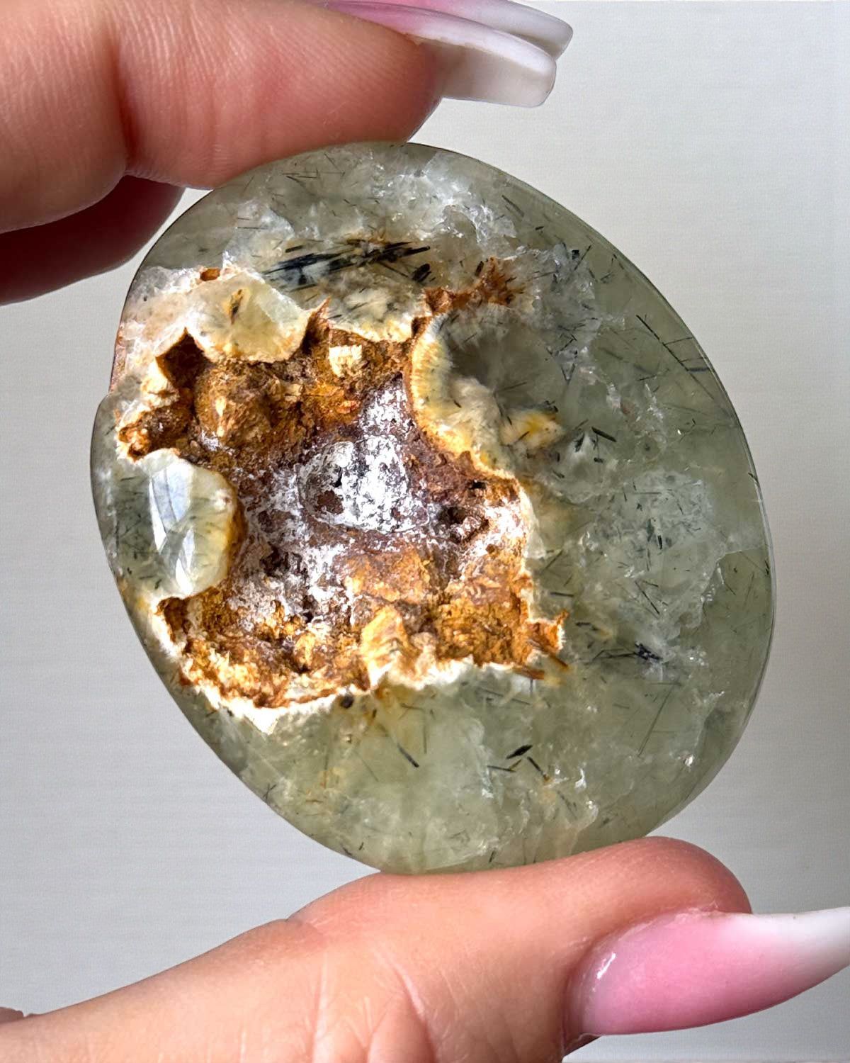 Druzy Prehnite Palm Stone