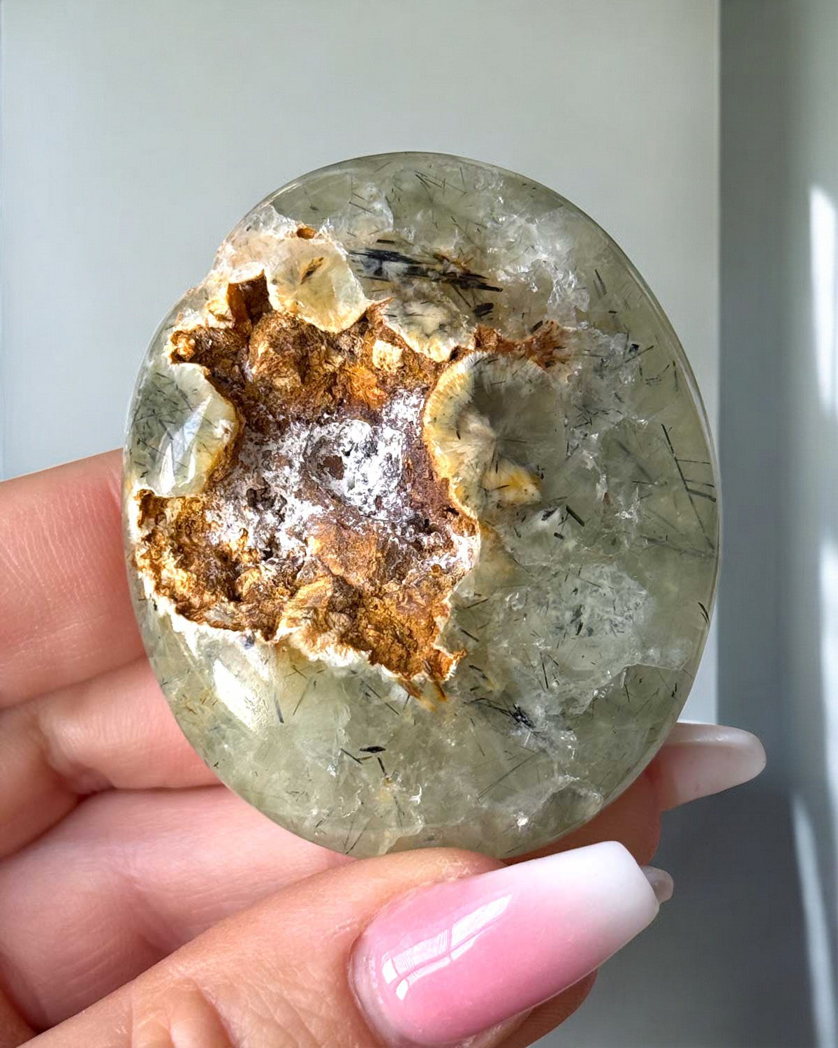 Druzy Prehnite Palm Stone
