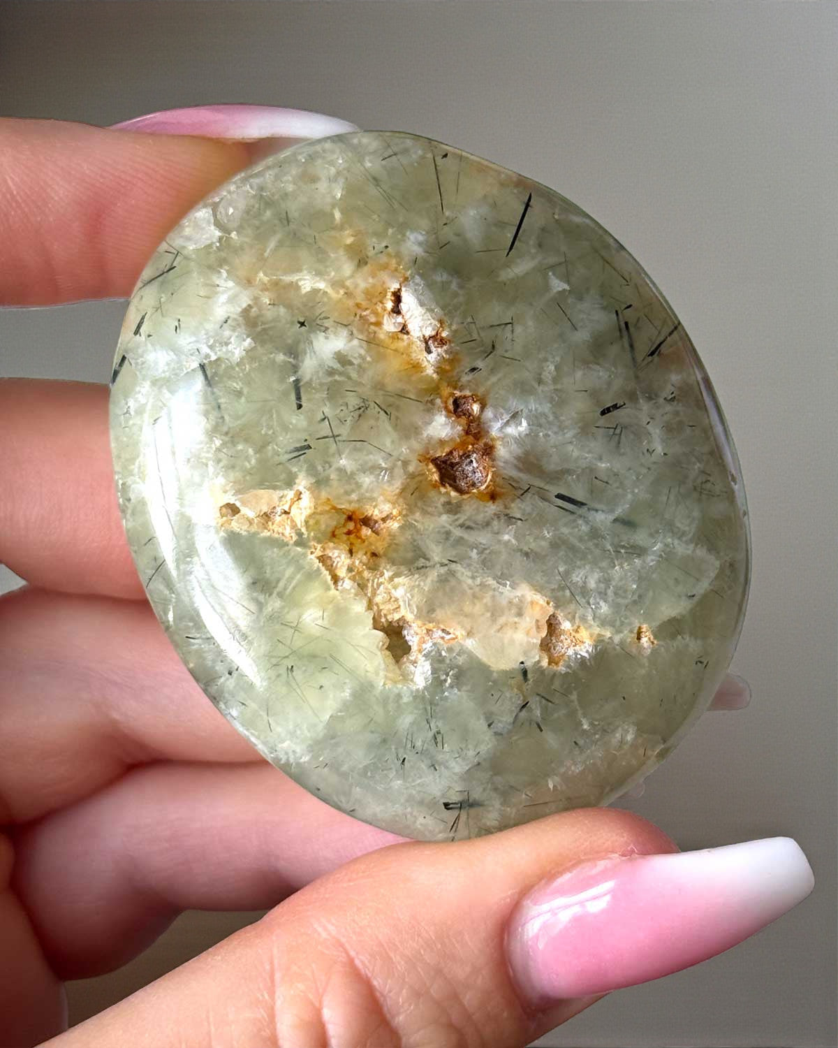 Druzy Prehnite Palm Stone