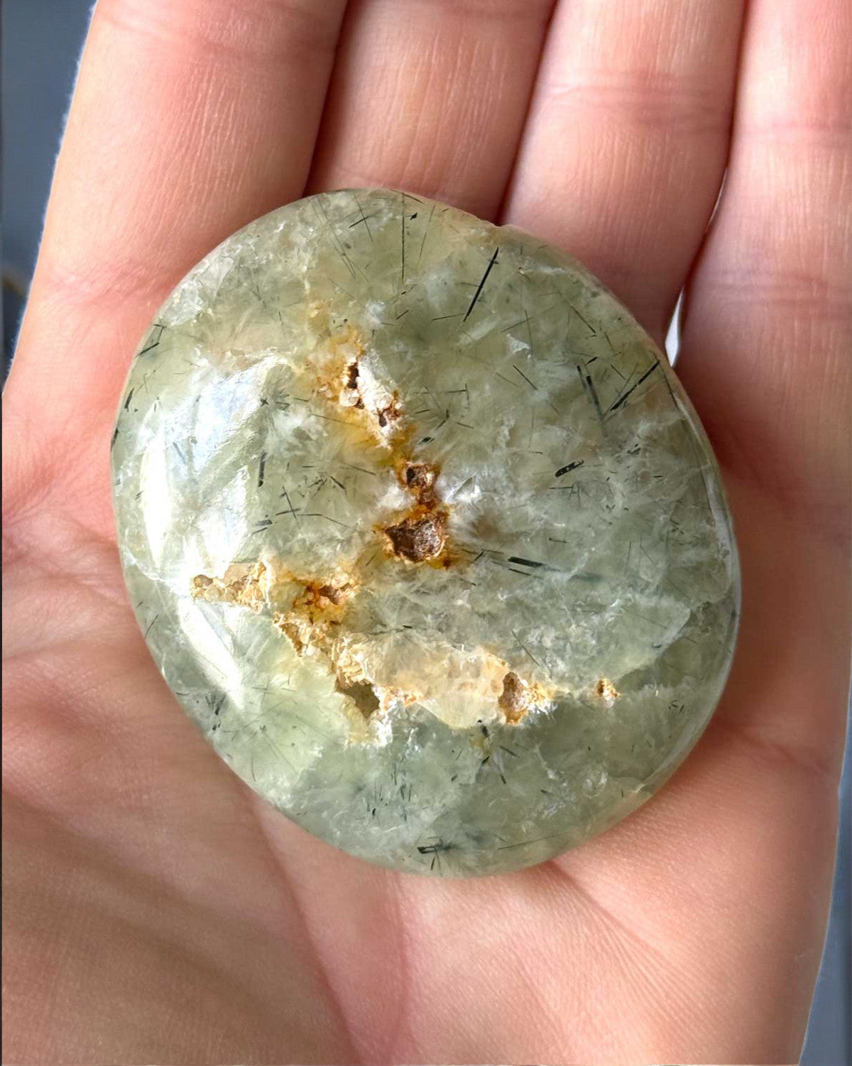 Druzy Prehnite Palm Stone